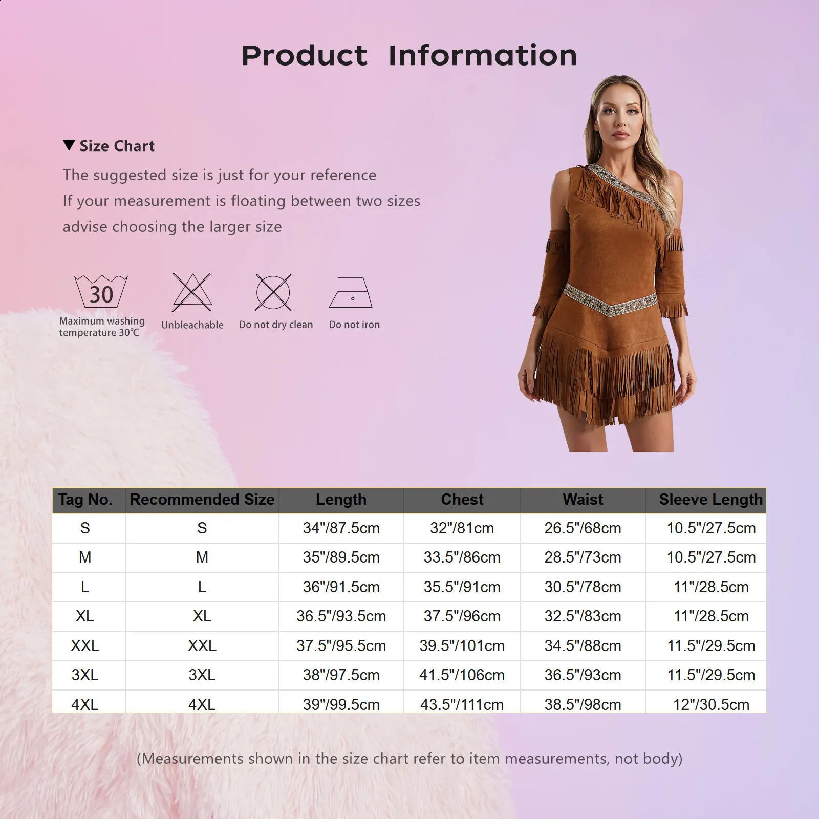 Sexy womens Indian princess costume cosplay with tassel sleeves Halloween party fancy dress up 240823