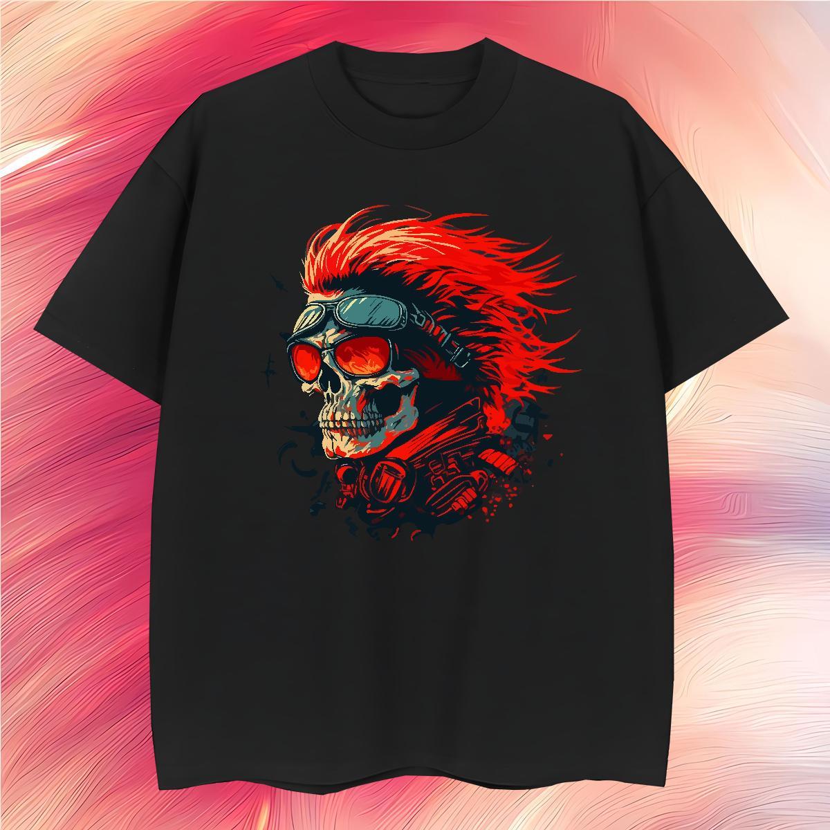 Cool Design T Shirts Men 230g 100% Cotton skull Hip Hop Black White Short Sleeve O-Neck Tshirt for Man Woman Customized Clothes