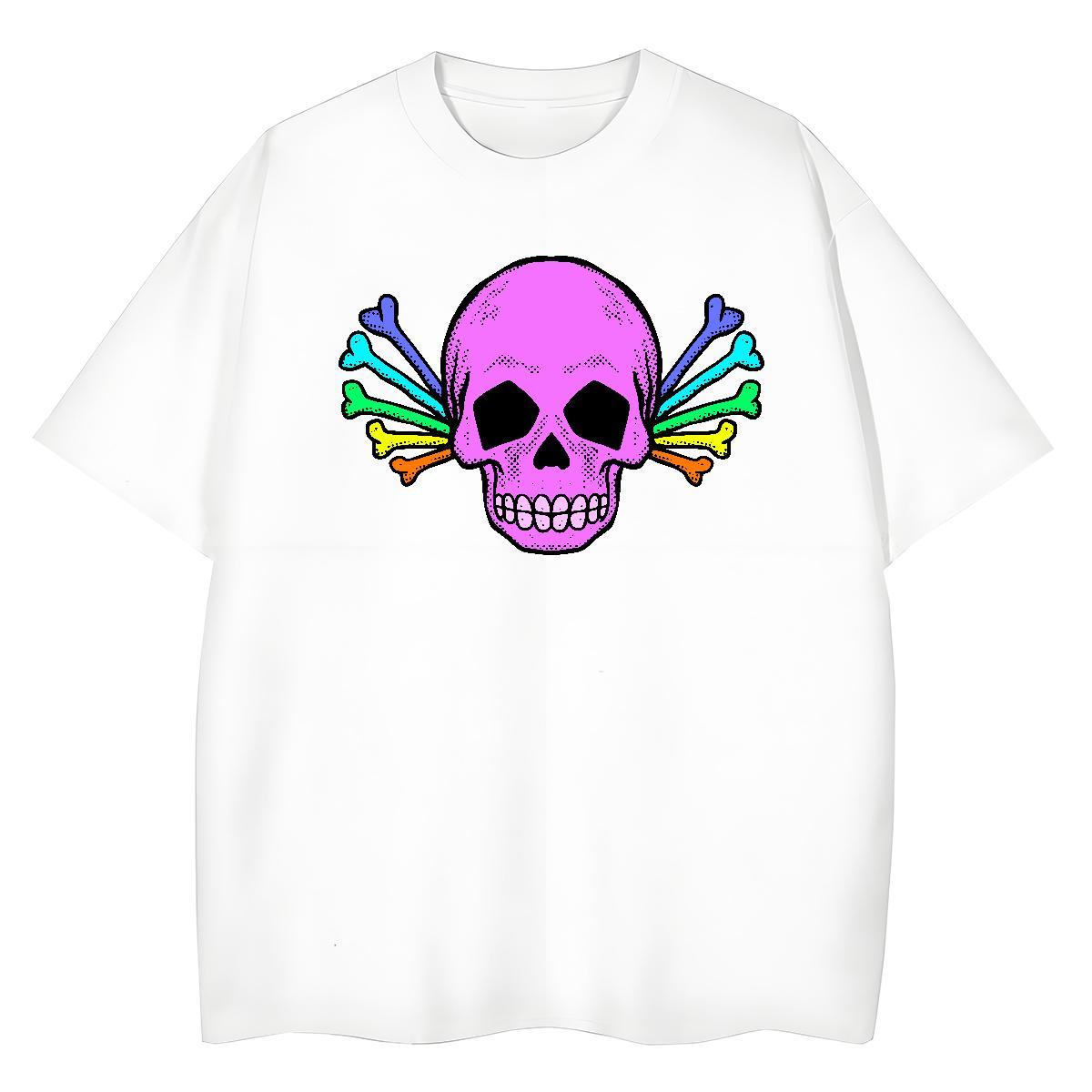 Soft Men T Shirts 230g Pure Cotton skull Daily Wear Custom Print Plus Size Short Sleeve O-Neck Tshirt for Man Woman Wholesale Tops Tees