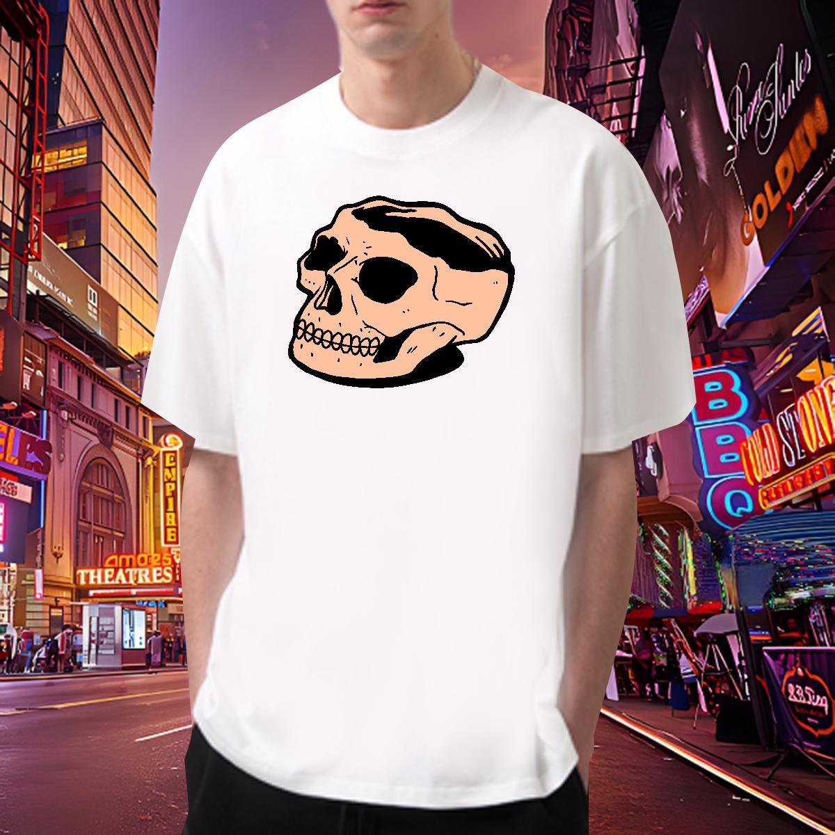 Comfortable Mens T Shirts 230g Cotton skull Casual Daily Wear Customized O-Neck Short Sleeve Tshirt for Man Woman Classic Tshirts