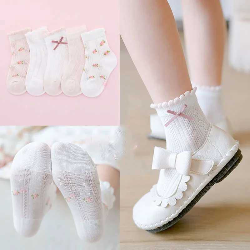 Kids Socks 5 Pairs/Lot Spring Summer Cotton Girls Socks Cute Flowers Pattern for Children Baby Little Girl Clothing Accessories CL240824