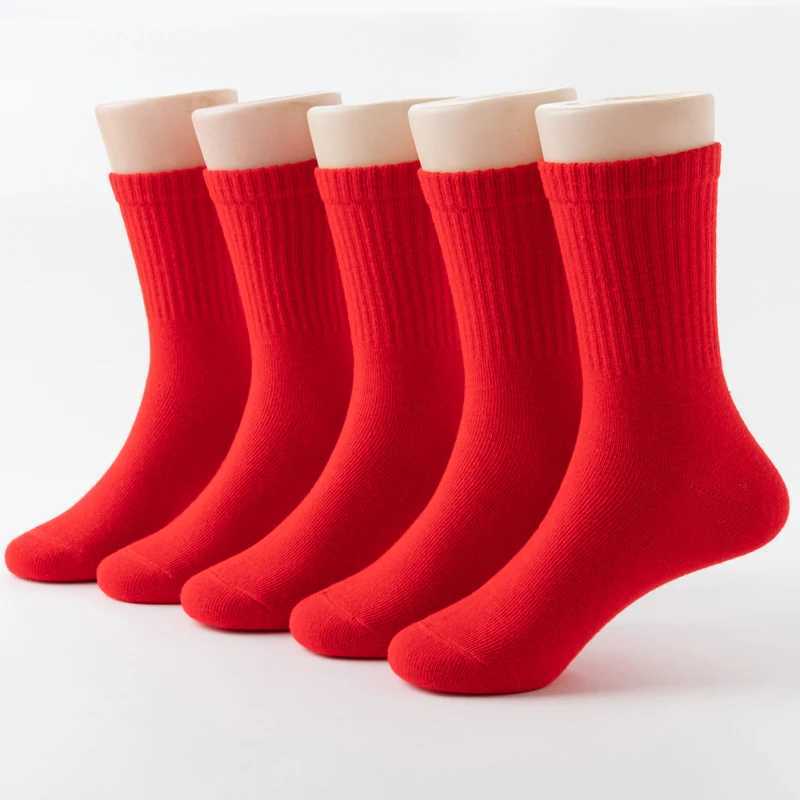 Childrens Pure Red Cotton Socks Spring and Autumn Boys and Girls Sports and Leisure Socks 2-12Years CL240824
