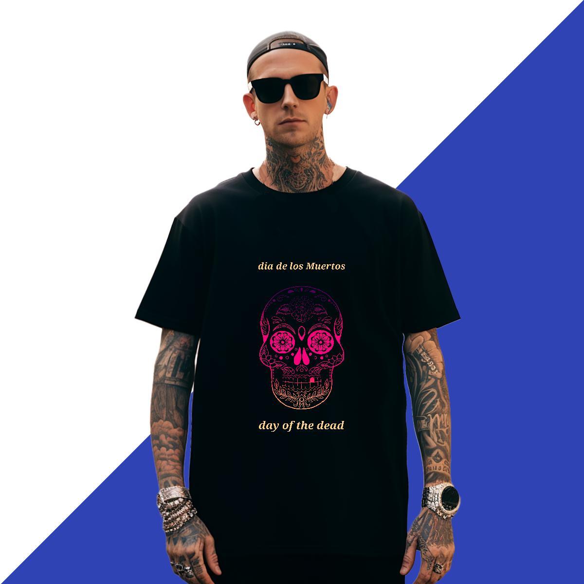 Popular Man T Shirts 230g 100% Cotton skull High Street Hip Hop Custom Print Plus Size O-Neck Short Sleeve Tshirts 2024 Clothings