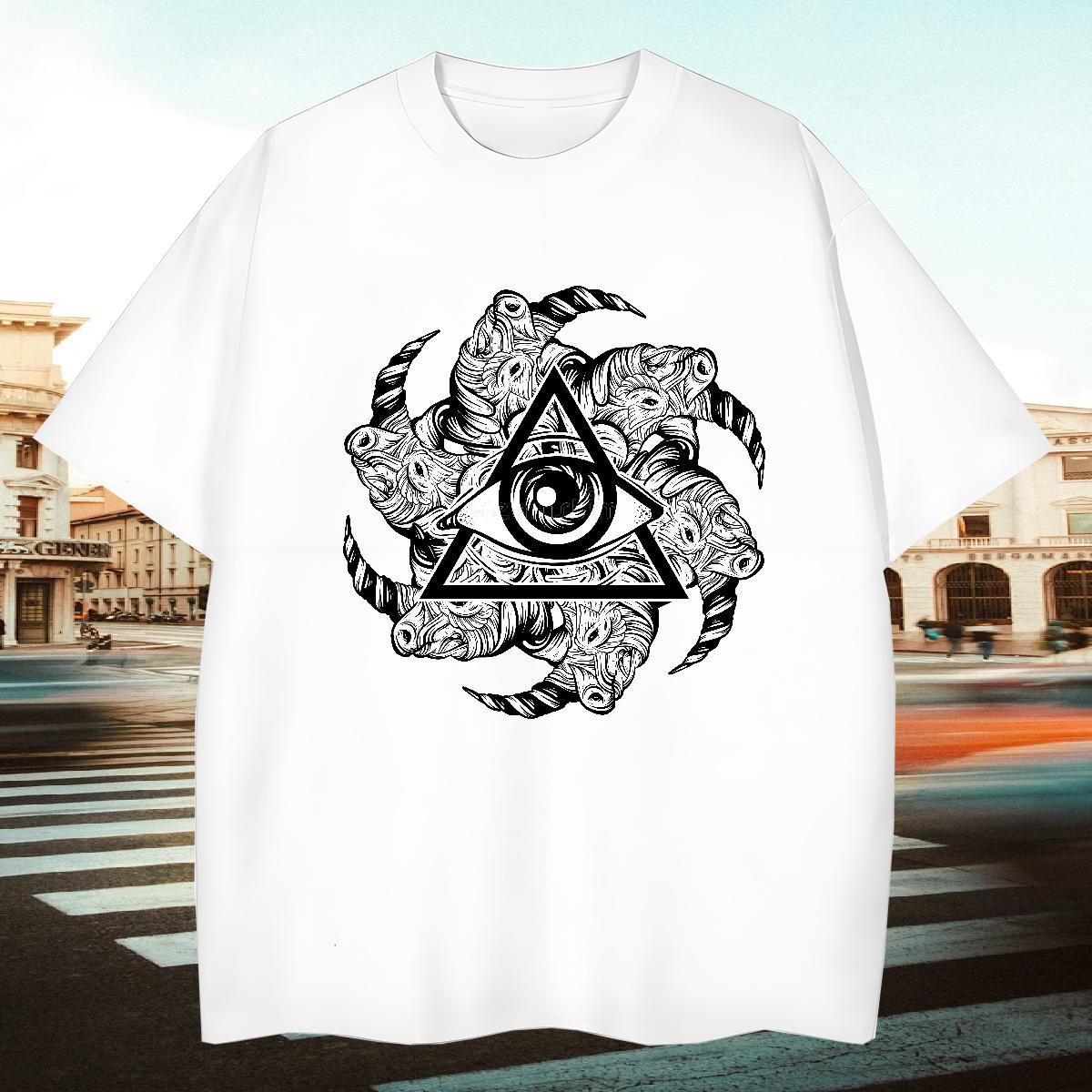 Wholesale T Shirt For Man 100% Cotton 230g eye of the devil Sport Customized Breathable Short Sleeve Men Tshirts DIY Customized Tees Shirts