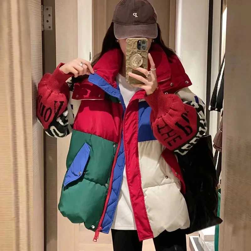 Women's Down Parkas Winter Jacket Womens 2024 New Cotton Coat Womens Knitted Letter Embroidered Slves Parka Thick Coat Top Y2408248VAK