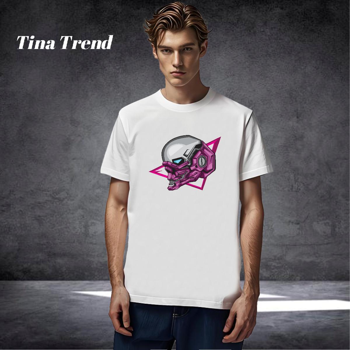 Loose T-Shirts 230g 100% Cotton skull Sport Cartoon Printing L-4XL O-Neck Short Sleeve Men Tees Fashion Wear