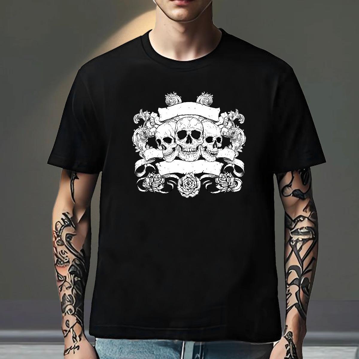 Comfortable T Shirts Men 230g Cotton skull Casual Daily Wear DIY Logo Oversized Breathable Crew Neck Tshirts Designer Fashion Polos