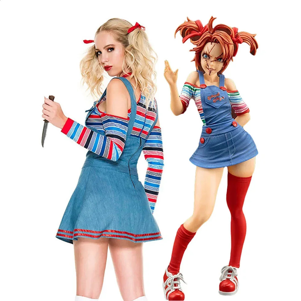 Childs Play Role Playing Costume Chucky Tshirt Bridal Dress Halloween Carnival Party Female Fancy 240823