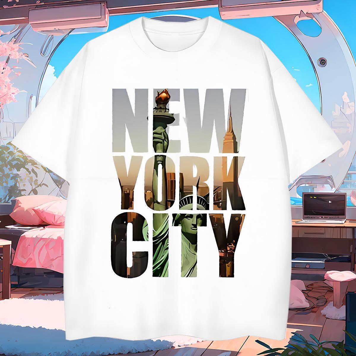 Comfortable T Shirt For Man 100% Cotton 230g New York Daily Outfit White Plus Size Pure Cotton Tshirt for Man Woman DIY Customized Tshirts