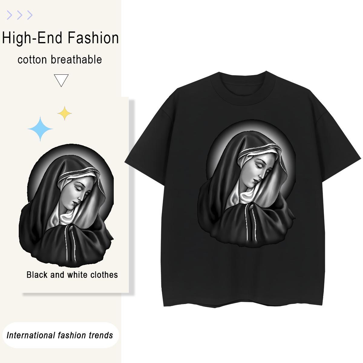 Soft Couples T Shirts 230g 100% Cotton nun Spring Summer T shirt O-Neck Short Sleeve Cartoon Print Clothings