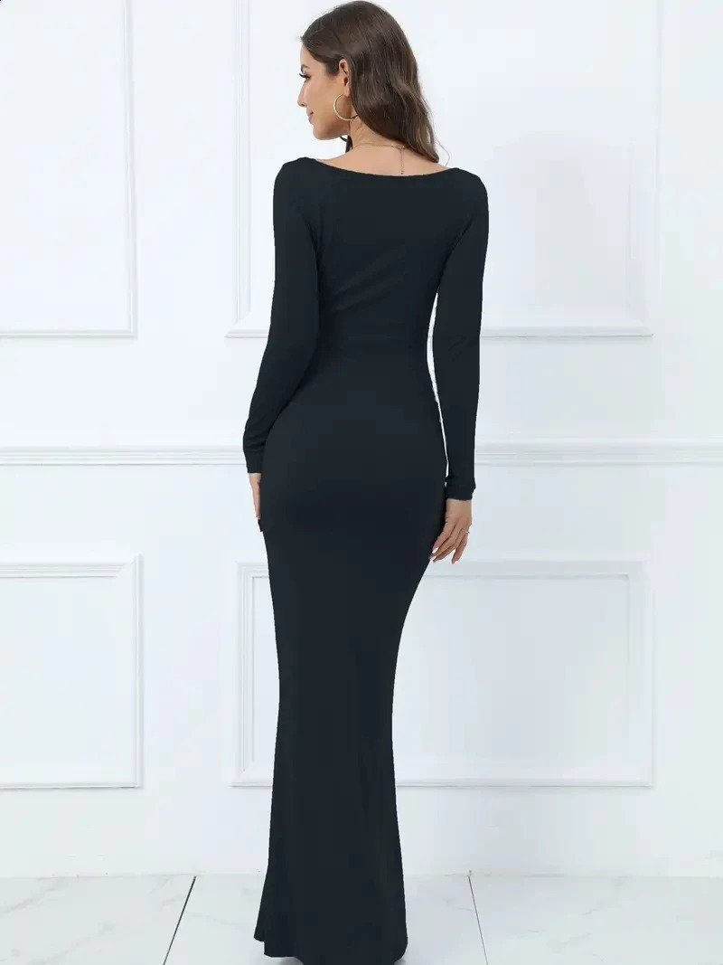 Satin Slip Long Sleeve Maxi Dress Women Y2k Summer Bodycon Elegant Sexy Outfits Ladies Birthday Party Club Sundress 240823