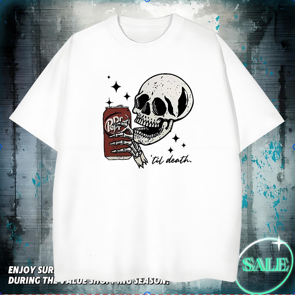 Popular T-Shirts for Men 230g Pure Cotton skull Spring Summer Oversized 3XL 4XL Breathable Crew Neck Men Tees Designer Fashion Tee Shirt