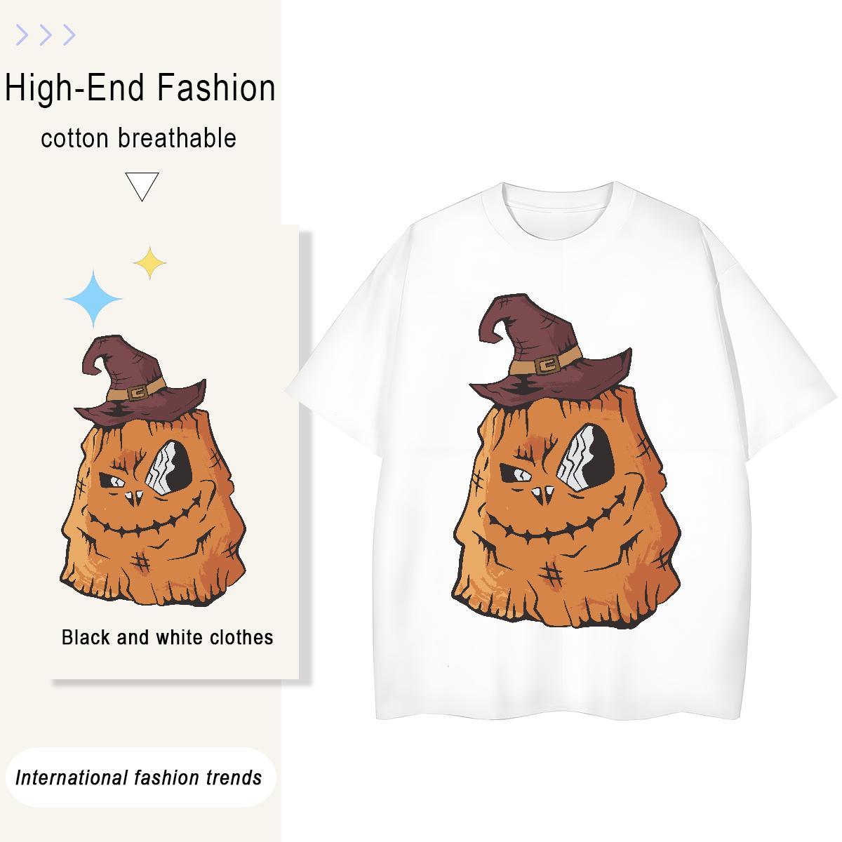 New Arrival Men Tees Halloween Outdoor 230g Pure Cotton Tops Shirt Breathable Short Sleeve Comfortable T-Shirts Custom Big Size