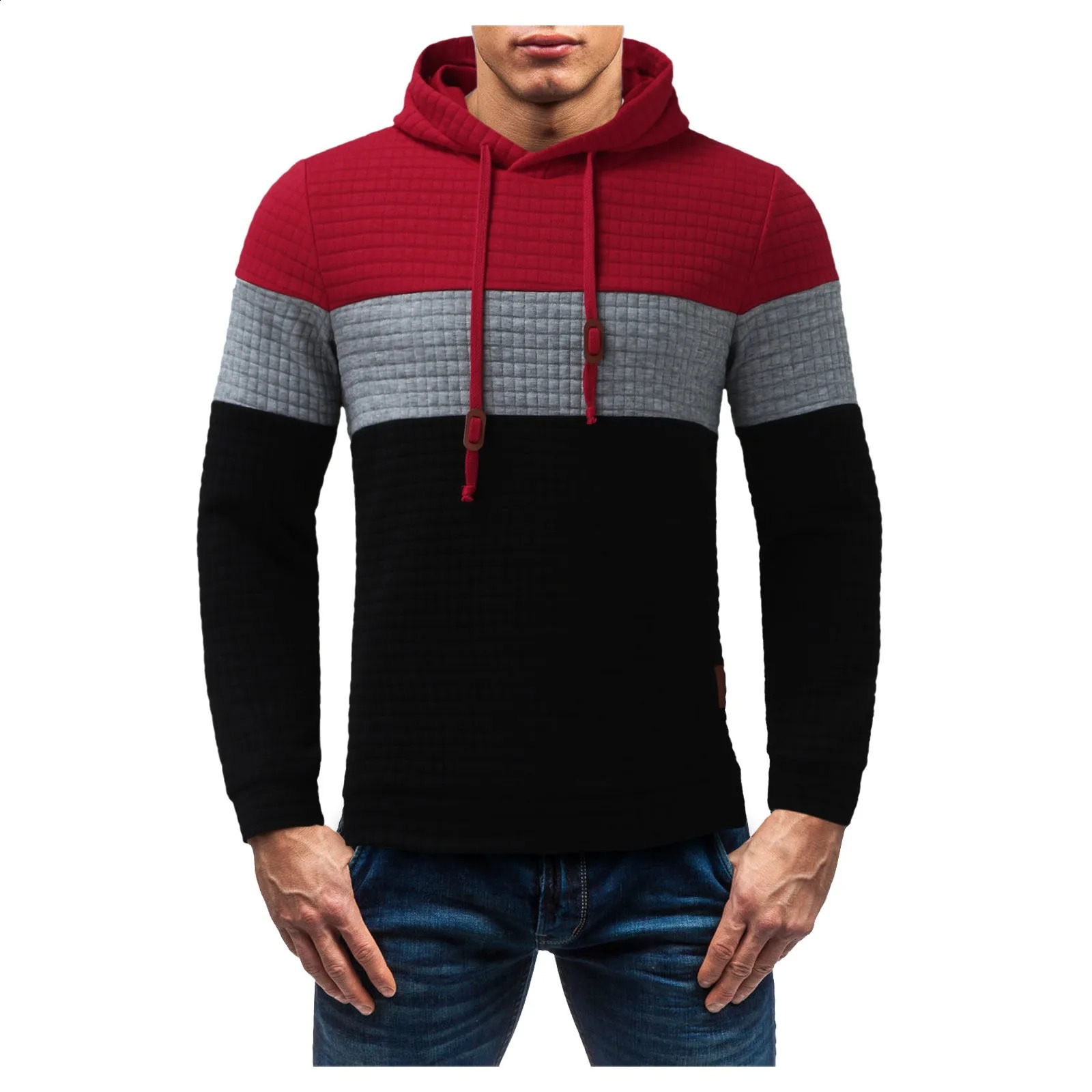 MenS Clothing MenS Autumn And Winter Color Matching Plaid Colorful Hooded Slim Sweater Hoodie Y2k Sweatshirts For Men Moletom 240823