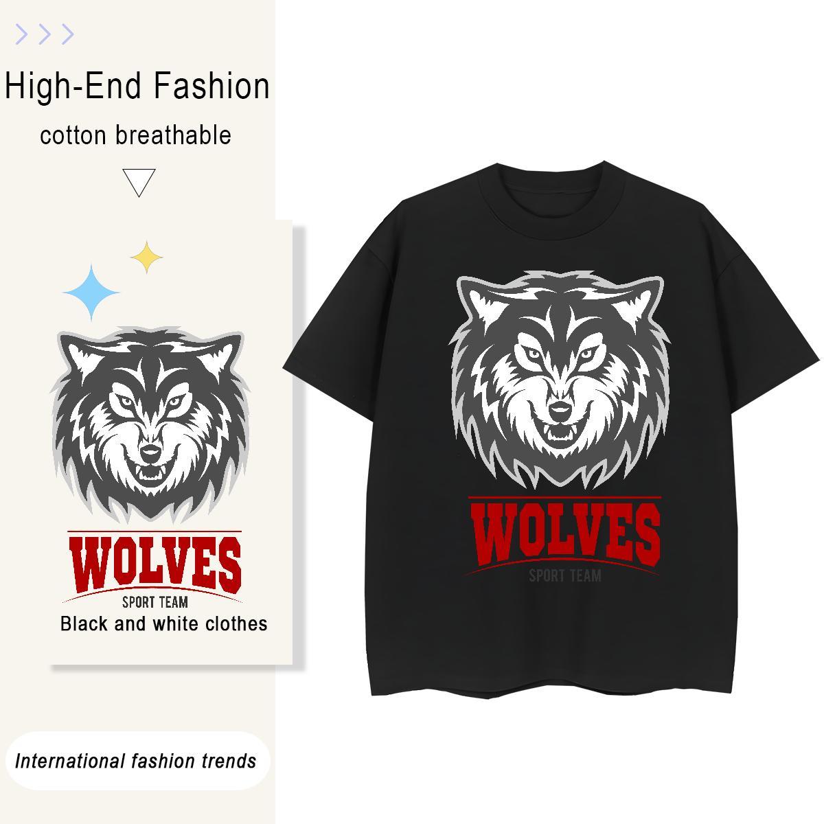 Classic Casual Tshirts wolf Street 230g Pure Cotton Tops Tees Crew Neck Breathable Cool Men T Shirts Customized Print