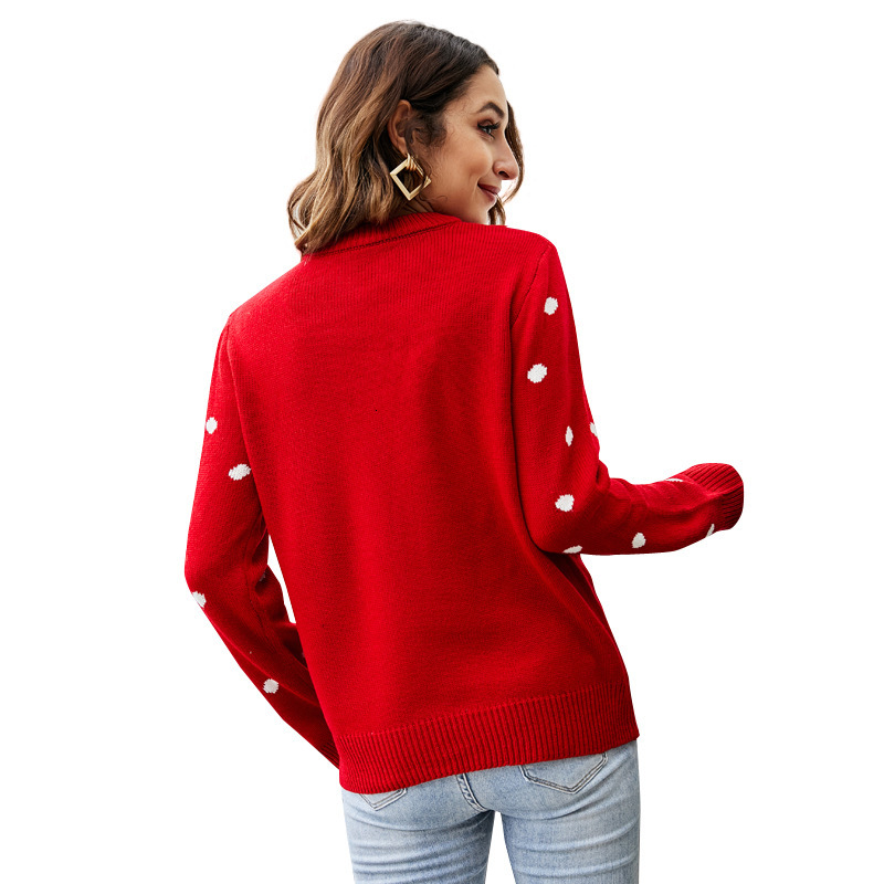 autumn and winter women s round neck long sleeved sequined knitted sweater with animal Christmas outfit pullover dongdumaoyi