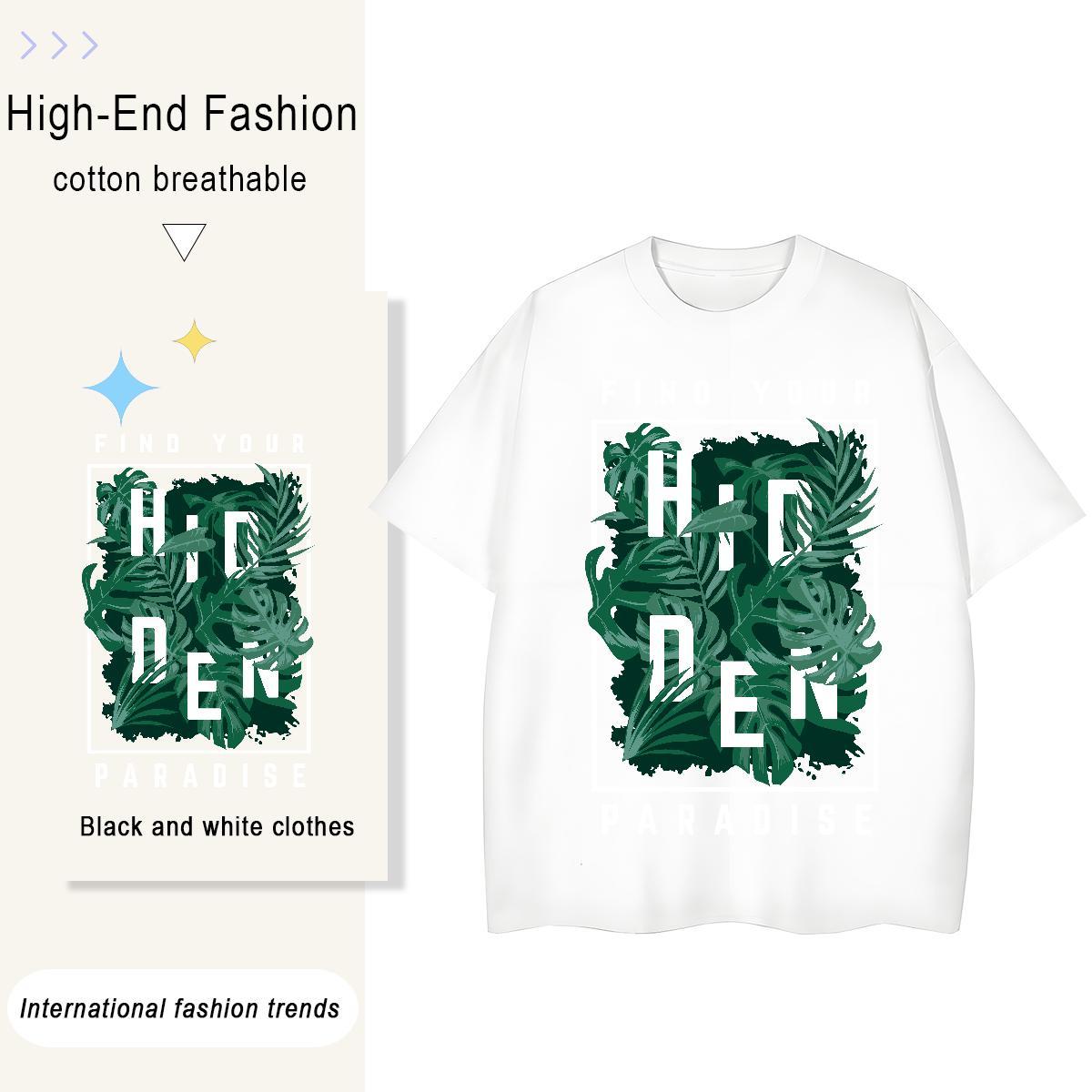 Classic Casual Men Tops Tees tree Home Outdoor 230g Cotton Tshirts Short Sleeve O-Neck High Quality Mens T Shirts Custom Cartoon