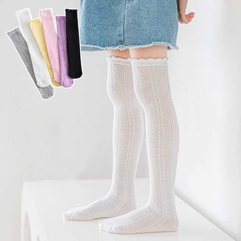 Spring Autumn Baby Children Girl Cute Socks Black White Color Mesh Breathable School Uniform Sock Knee High Long Kids Socks CL240824