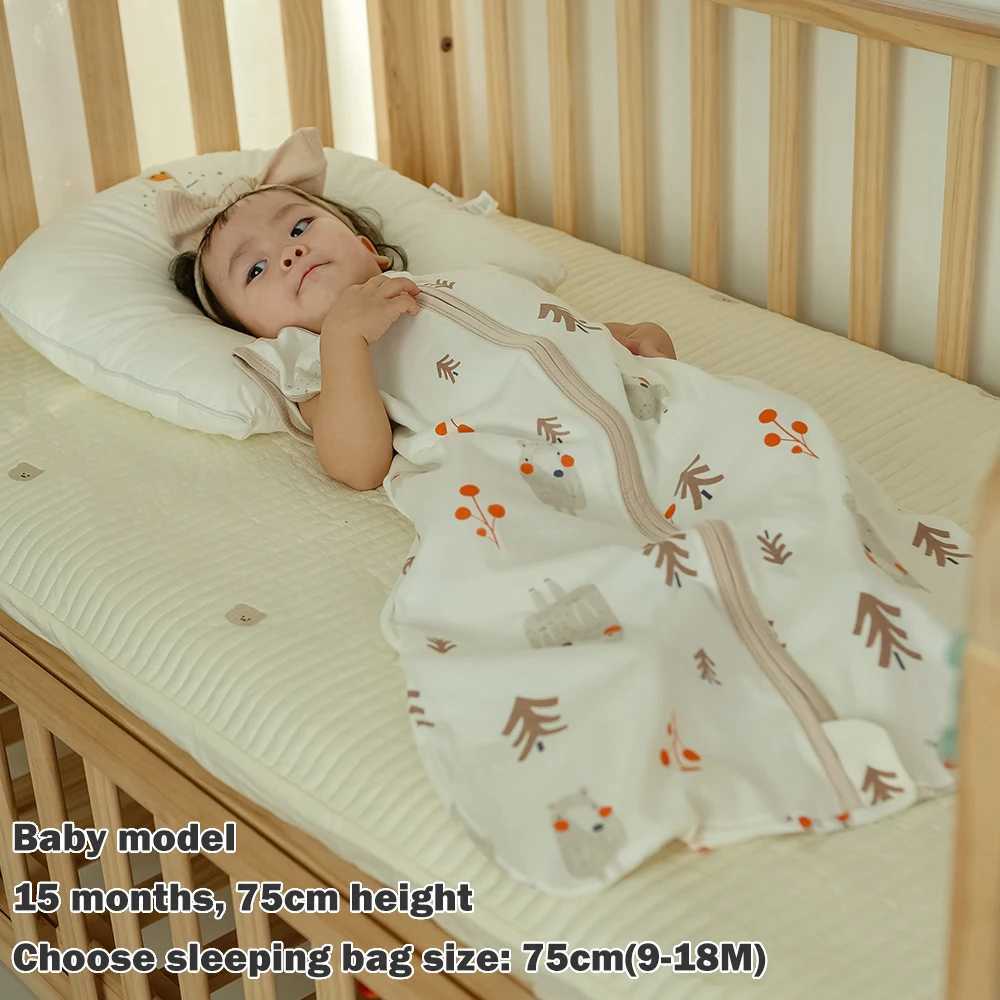 Sleeping Bags For Baby 3-18Months Summer Thin Baby One-Piece Sleepwear Cute Bear Print Cartoon Sleepsack Anti-Kick Blanket M240824