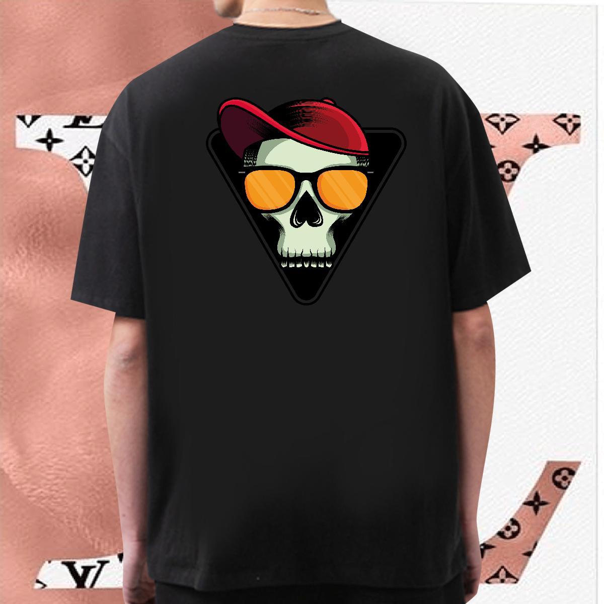 Popular T-Shirts 230g Cotton skull Hip Hop Street Black Oversized Breathable Men Tops Tees Free Shipping Clothings
