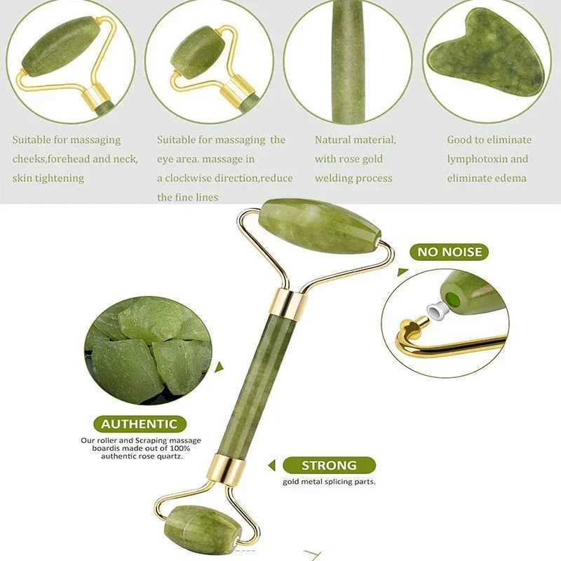 Guasha Natural Stone Massage Face Jade Roller Gua Sha Massage Tool Set for SPA Body visage rouleau de massage rouleau visage CL240825