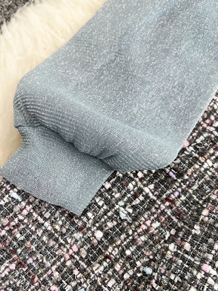 OCEANLOVE Tweed Ruffles Elegant Vestidos De Mujer Patchwork Autumn Winter Bow Women Dresses Vintage Sweet Mini Dress Korean 240824