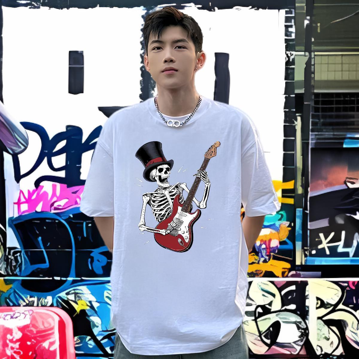 Cool Design T Shirt For Man 230g Cotton skull Casual Daily Wear Custom Printed Breathable Short Sleeve Mens Tshirts DIY Customized Top Tees