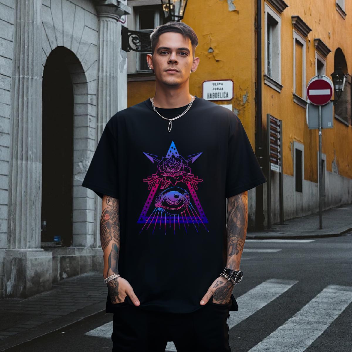 Unisex Men T Shirts 230g Pure Cotton eye of the devil Sport Customized Print Crew Neck Men Tees New Designer Tops