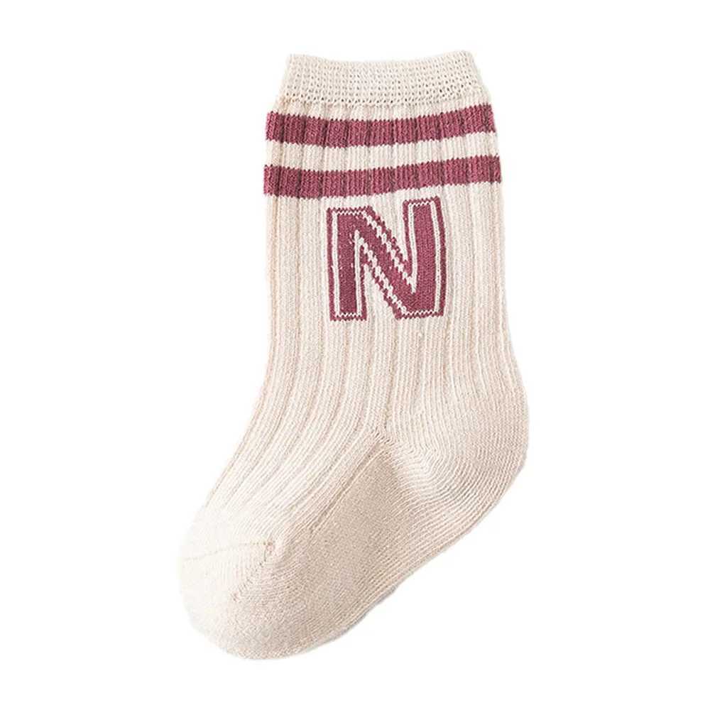 Children Boys Knit Soft Cotton Letter Socks Kids Long Knee High Socks Infant Baby Girls Cute Striped Socks Clothes Accessories CL240824