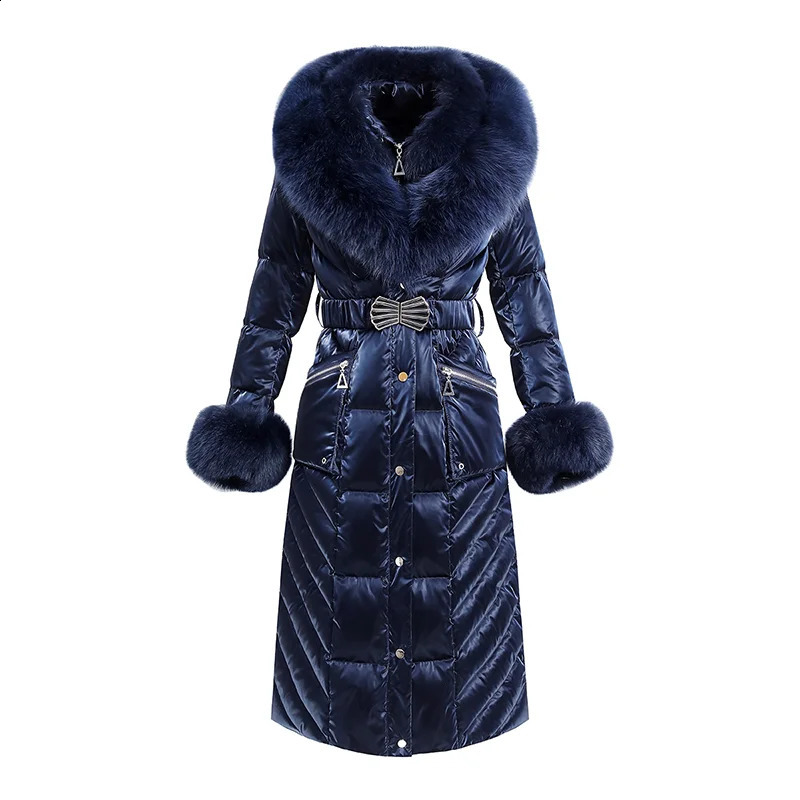 y fox fur collar womens winter down jacket ultrathin thick warm inflatable waterproof 30 ° long duck 240823