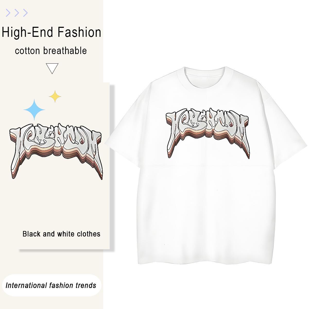 High quality Women Tshirts 230g Cotton letter Street Casual T-Shirts Breathable Custom Print Plus Size Tees Shirts
