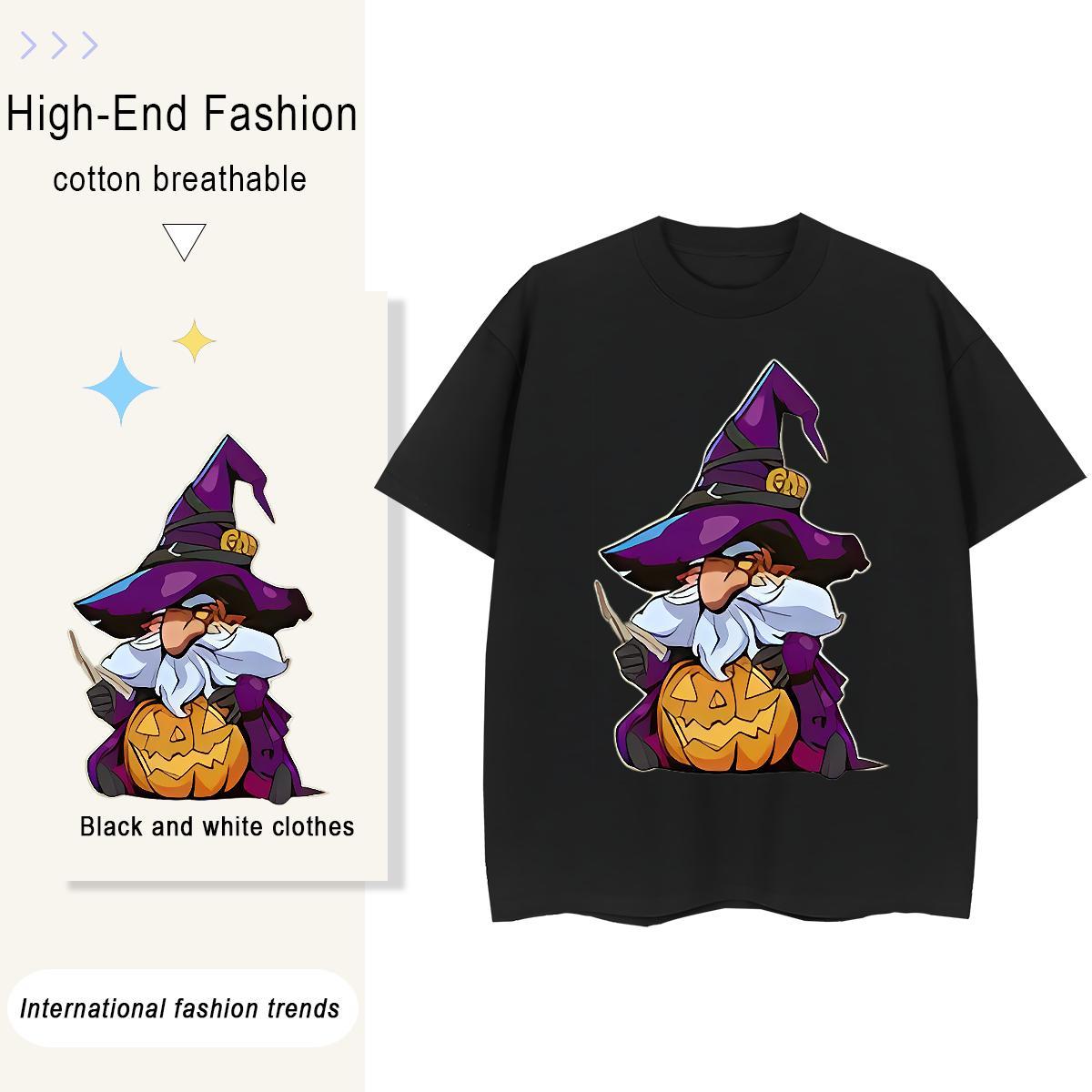 2024 Couples T Shirts halloween Street Casual 100% Cotton 230g Clothes Crew Neck Breathable Popular T Shirt For Man Anime