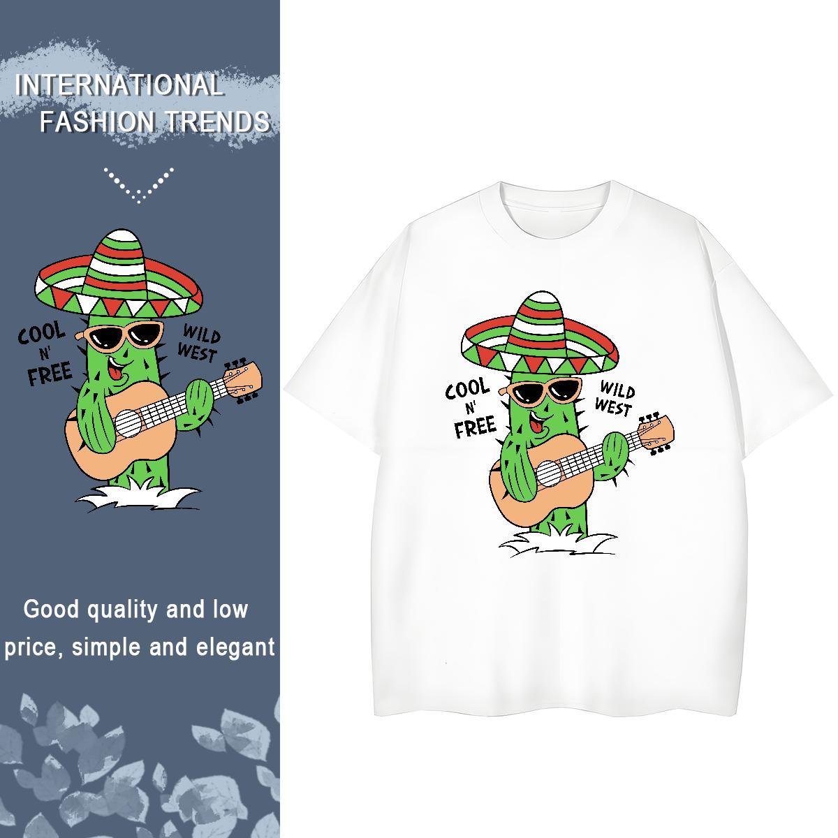 Loose fit Woman Tshirt 230g Pure Cotton letter Casual Beach T-Shirts Breathable Short Sleeve Cartoon Floral Printing Tops