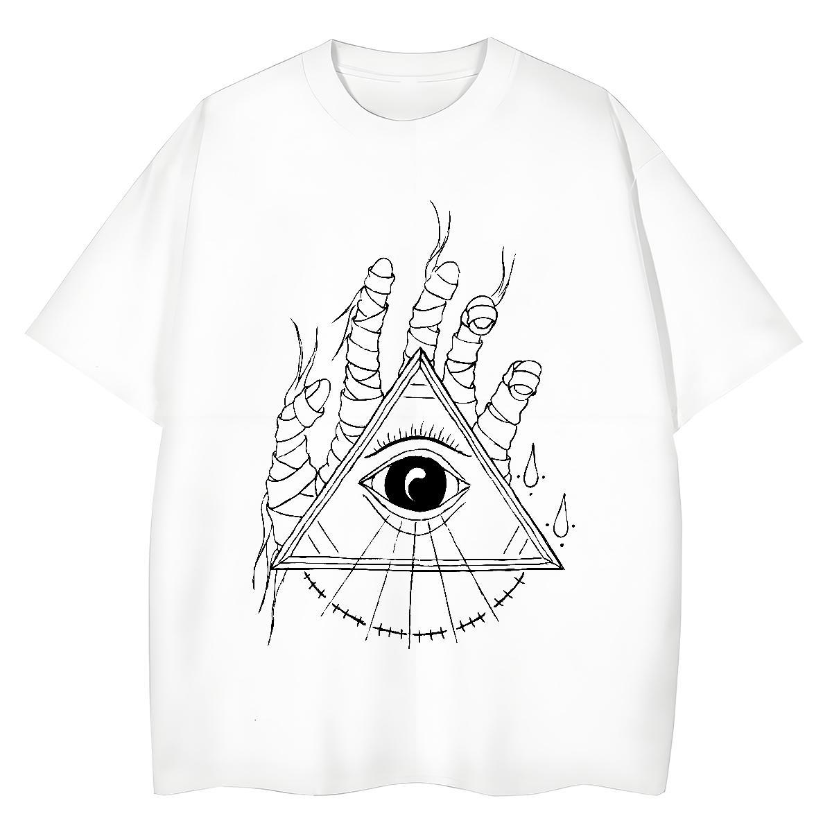 Loose Fit T shirt 100% Cotton 230g eye of the devil Spring Summer Customized O Neck Short Sleeves Men Tees 2024 New Clothings
