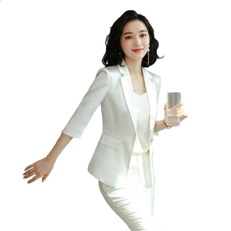 High end highend womens jacket and pants twopiece office set spring elegant warm casual ninth pair of 240823