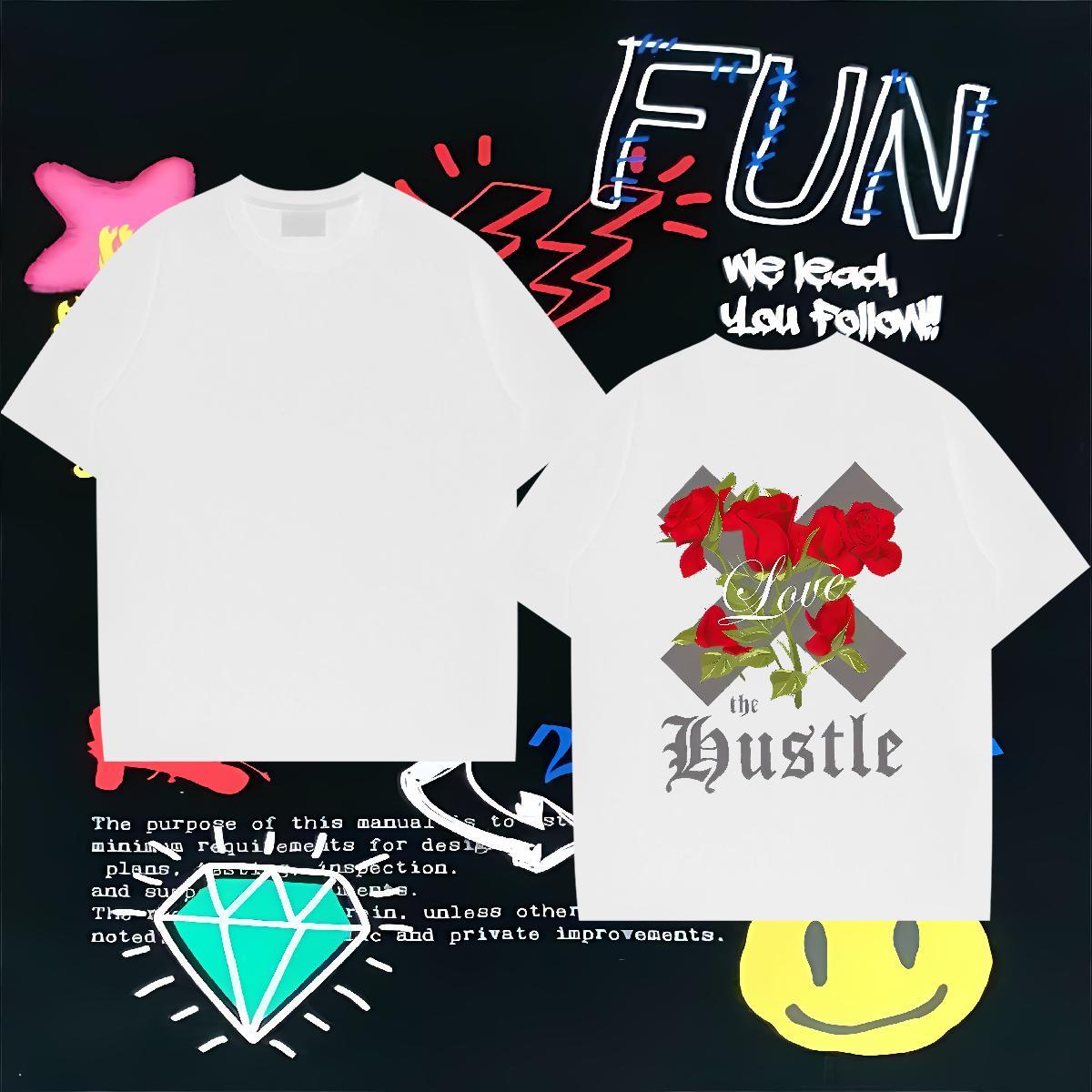 Unisex T shirt 230g 100% Cotton letter Sports Casual DIY Anime Crew Neck Men Tops Tees 2024 DIY Tee Shirt