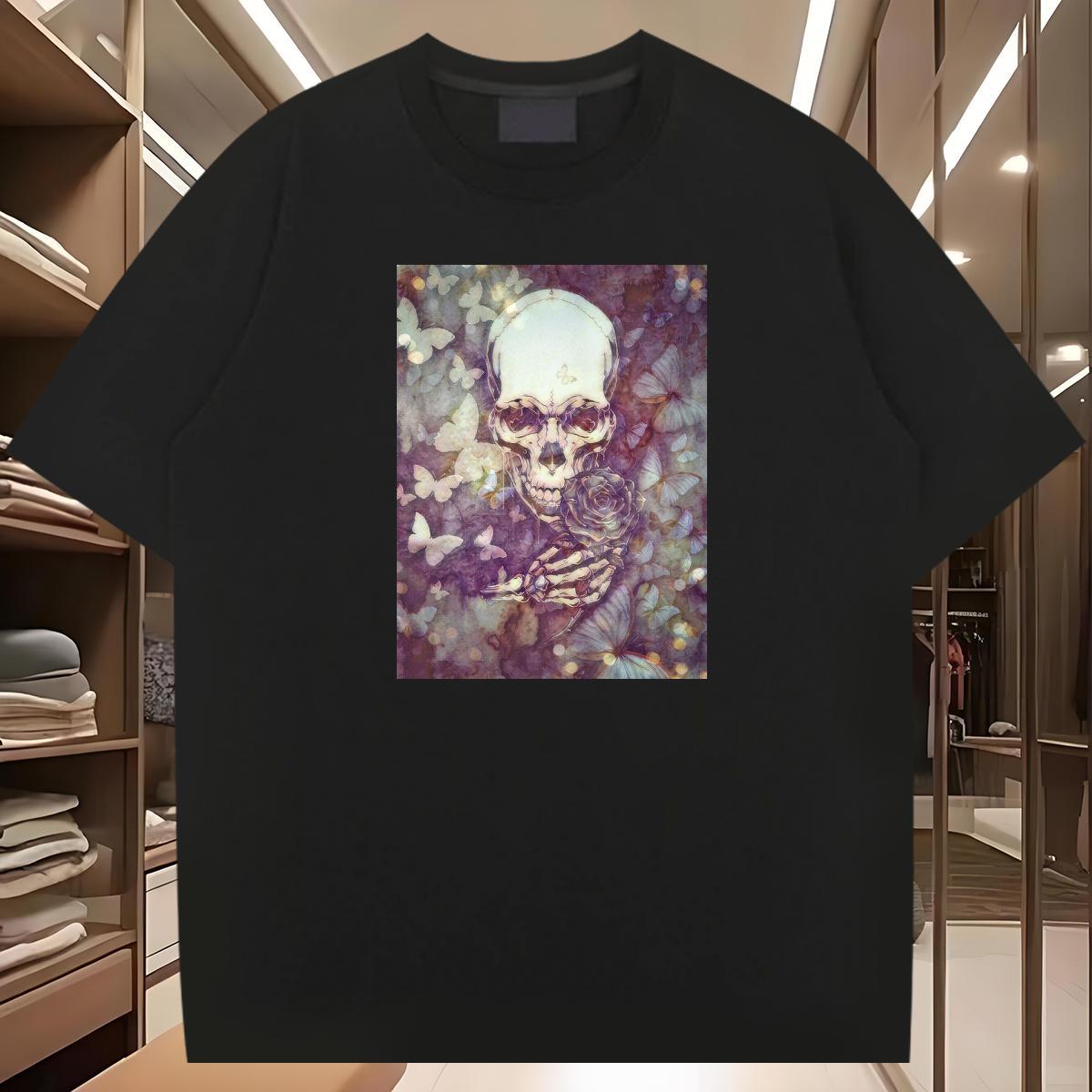 Cool Design Man T Shirts 230g Pure Cotton skull Casual Daily Wear Anime Print Breathable Short Sleeve Men Tshirts Wholesale Clothings