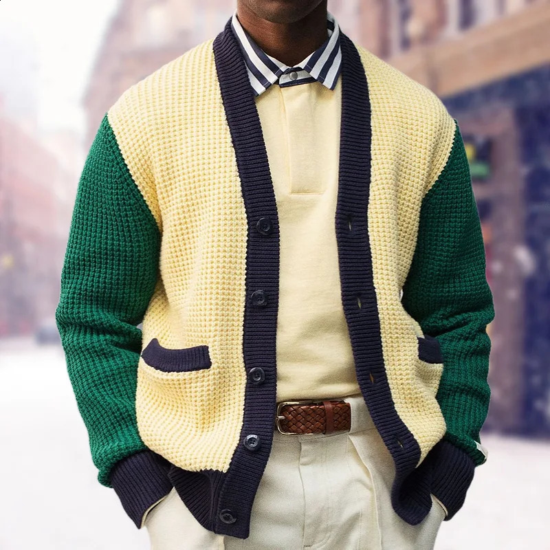 Mens knitted casual sweater autumn and winter crossborder selling cardigan wool 240824