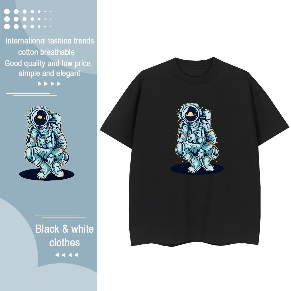 Loose Women Tshirts 230g Pure Cotton universe Casual Beach Woman T Shirts Breathable Short Sleeve Cartoon Print Clothings