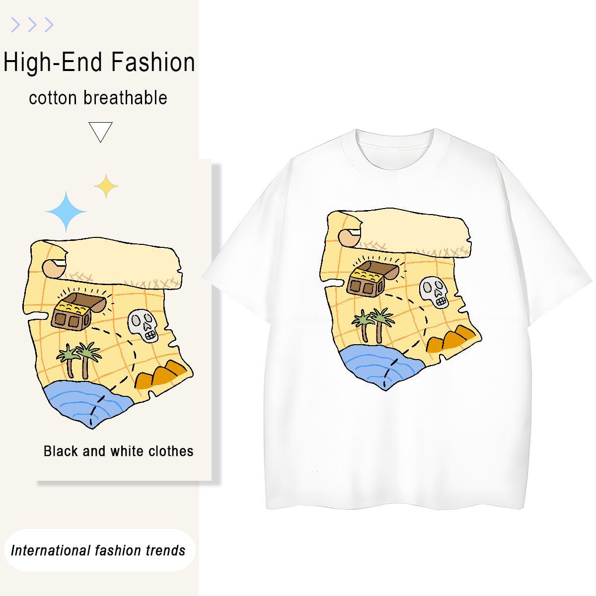 Wholesale Couples T Shirts 100% Cotton 230g painting Casual Beach T-Shirts Crew Neck Breathable DIY Anime Printed Wear