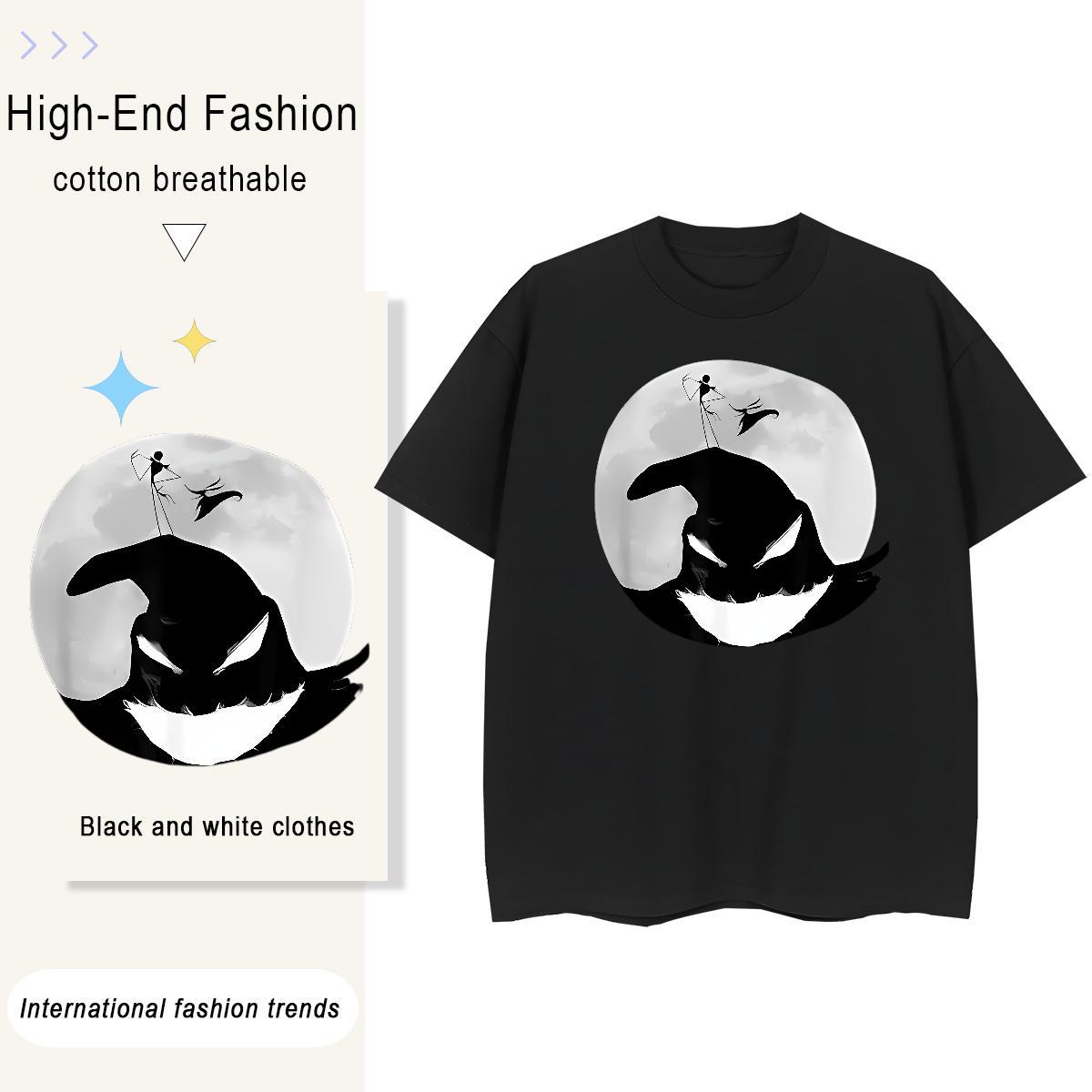 DIY Men Tops Tees demon Hip Hop 100% Cotton 230g Tshirts Breathable Short Sleeve Loose T Shirt For Man DIY Anime