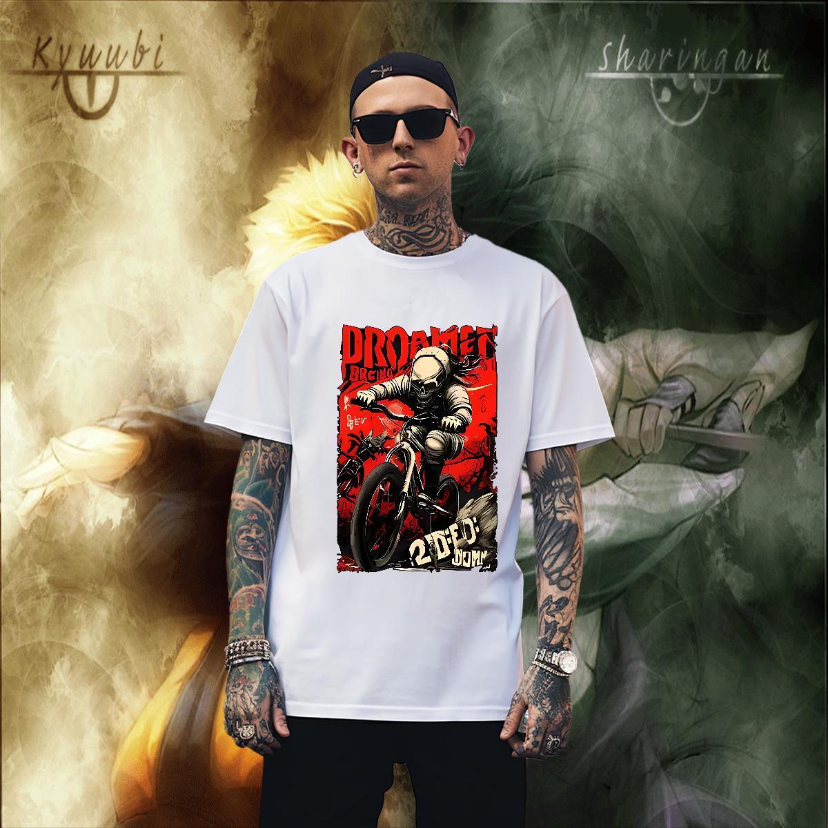 High Quality T Shirt For Man 230g 100% Cotton skull Sport Floral Print Crew Neck Breathable Tshirts Designer Fashion Clothings