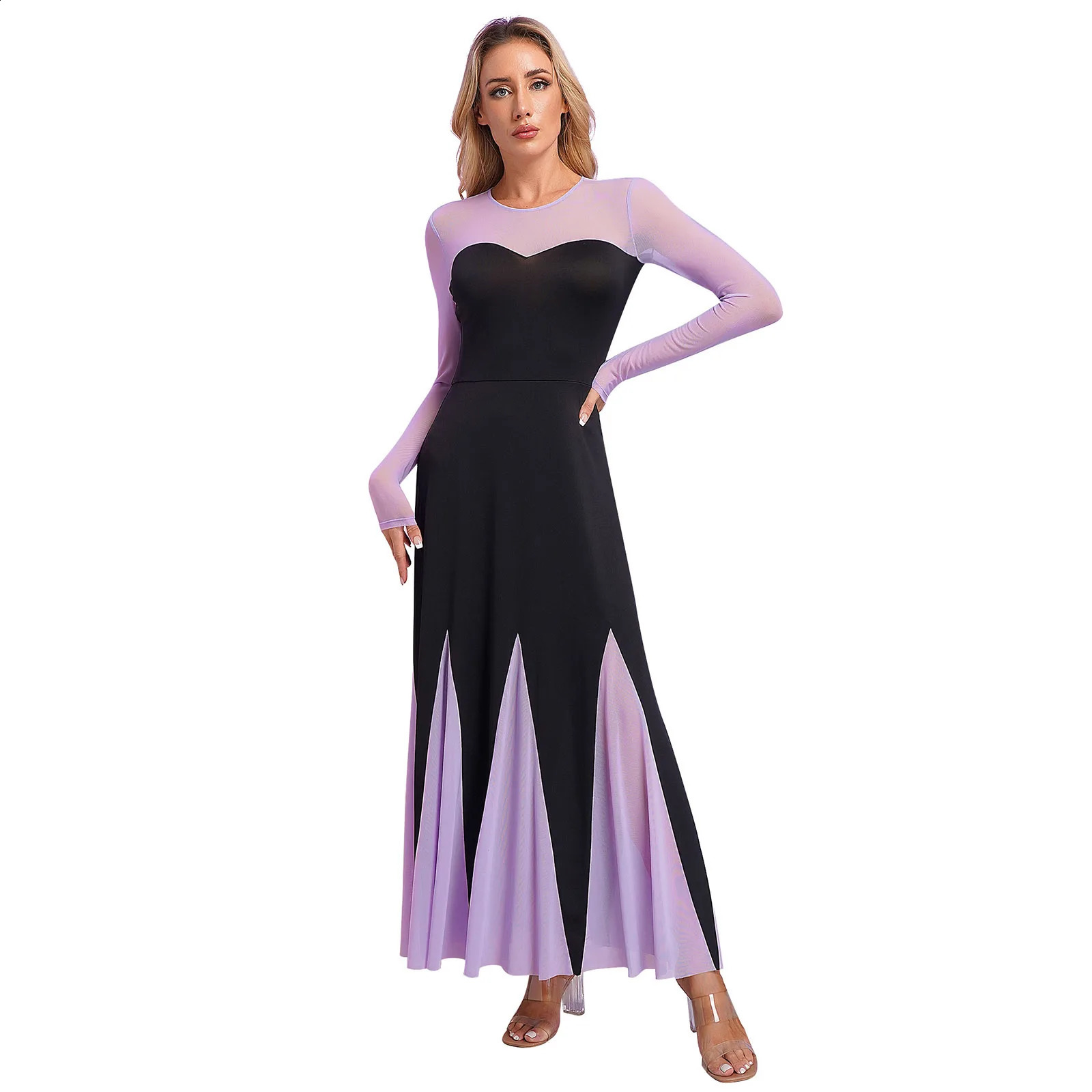Womens Halloween mermaid Ursula cosplay costume long sleeved black purple ALine Maxi dress theme party octopus 240823