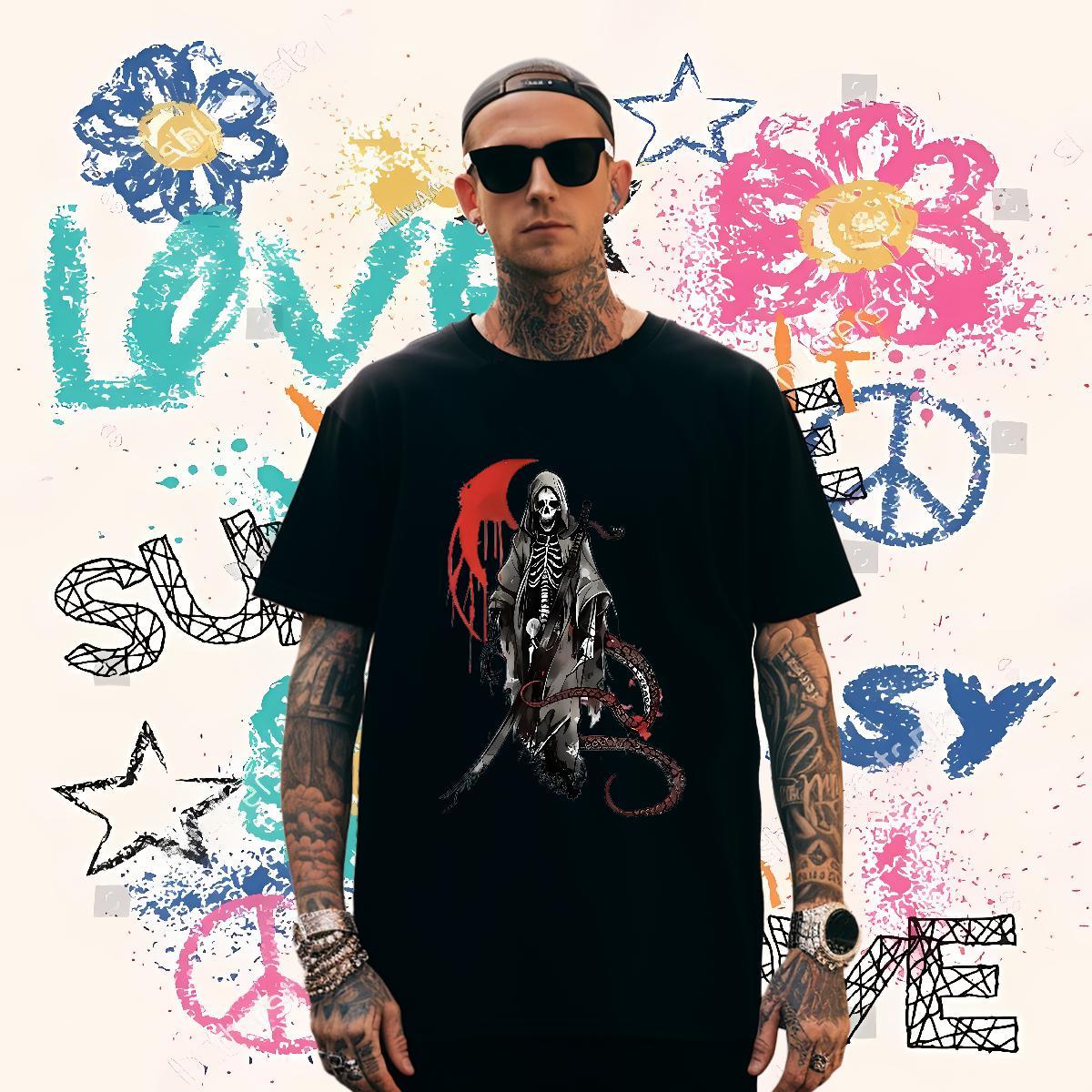 Cool Men T Shirts 100% Cotton 230g skull Home Outdoor Custom Printing Breathable Crew Neck Men Tees Designer Fashion Tops Shirt