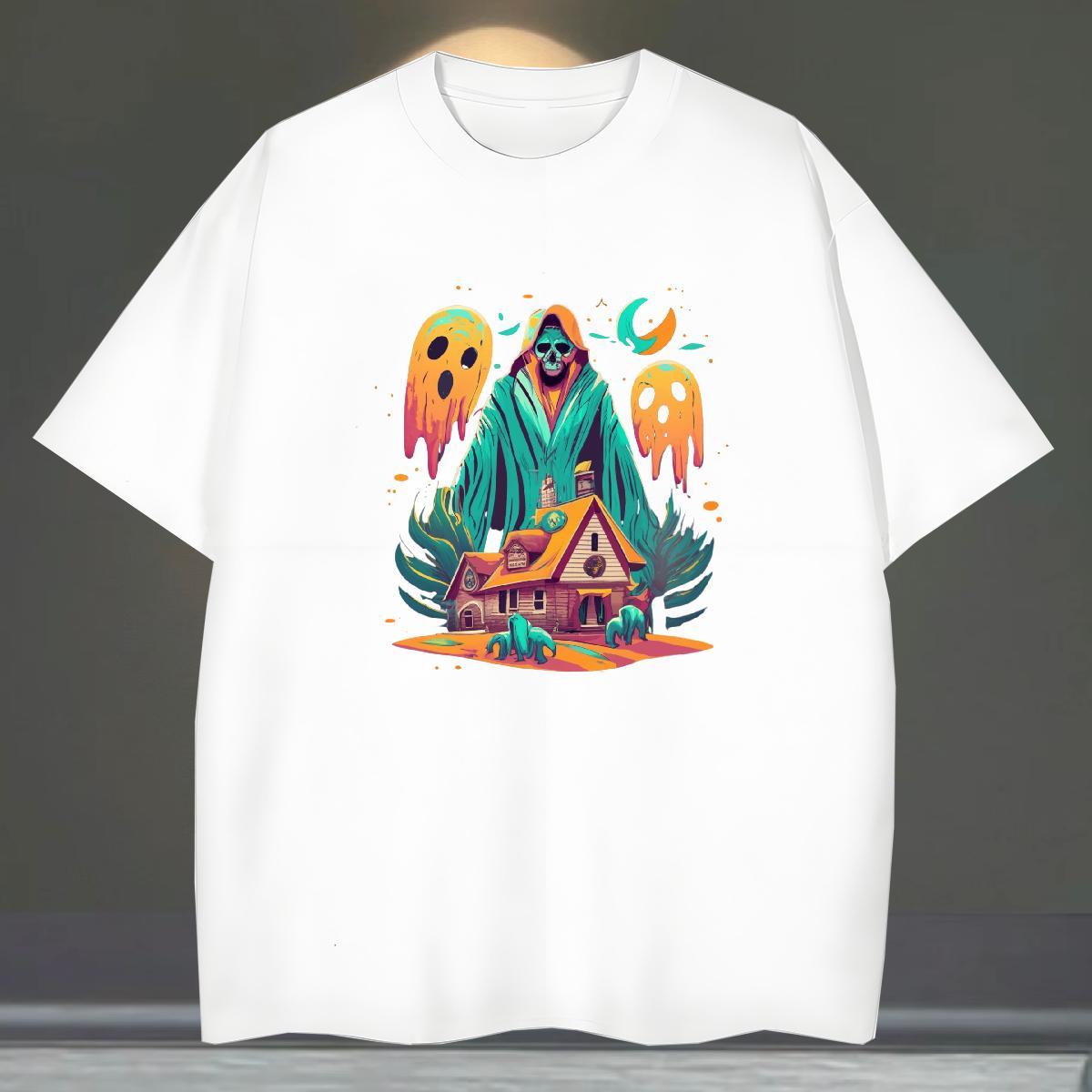 Comfortable Man T Shirts 230g Pure Cotton skull Daily Wear Cartoon Printing L-4XL Crew Neck Men Tees New Arrival Tee Shirt