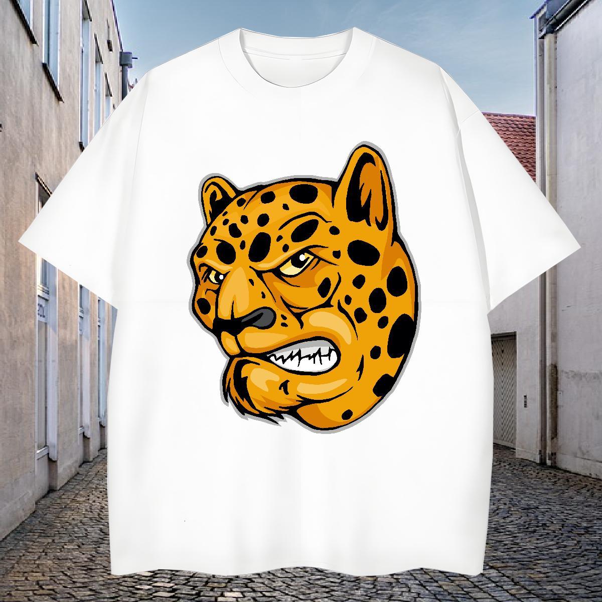 Factory Direct Men Tshirts leopard Summer Casual 230g 100% Cotton Polos Breathable Short Sleeve High Quality T-Shirts for Men Black Oversized