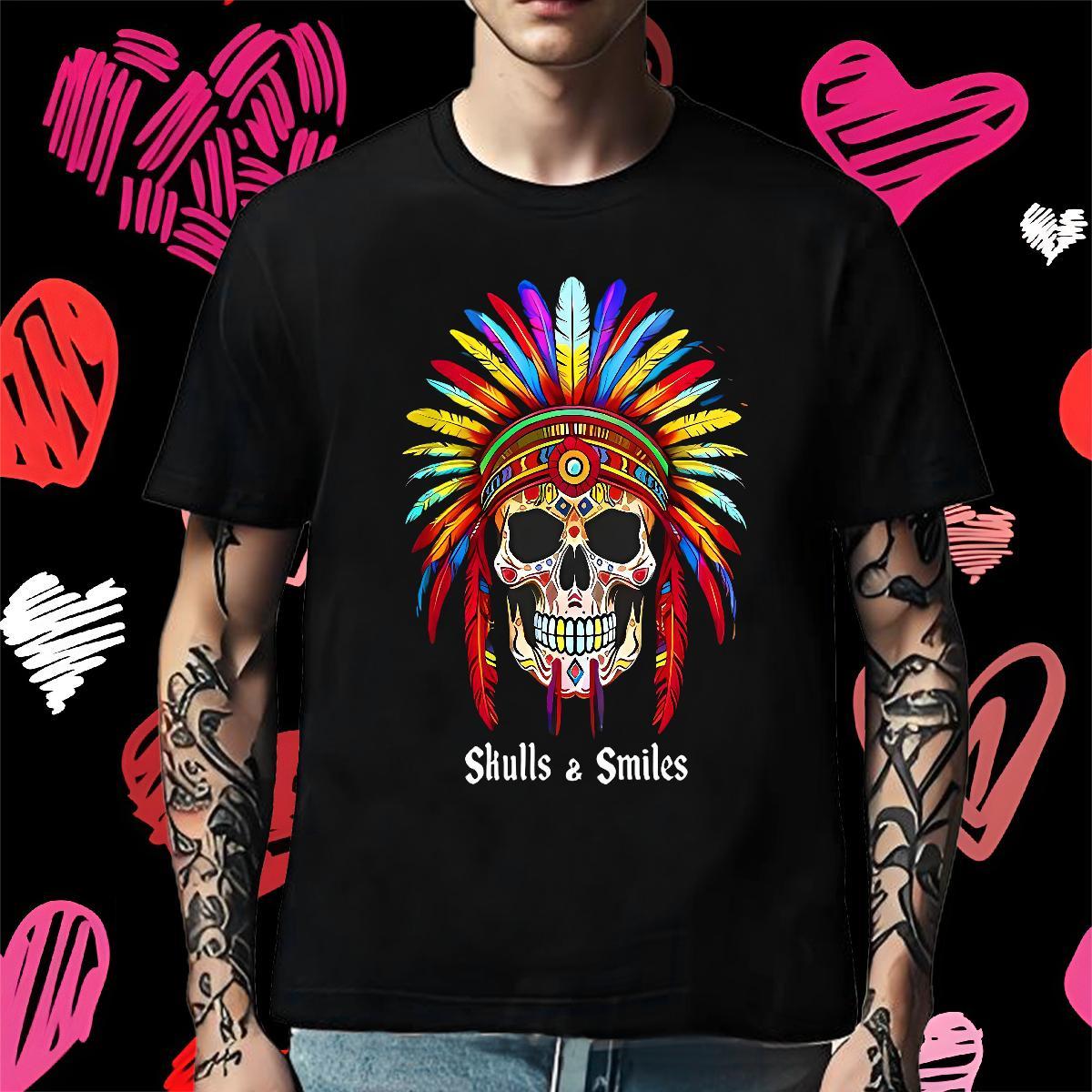 TOP Quality T-Shirts for Men 230g Pure Cotton skull Casual Daily Wear Custom Big Size O Neck Short Sleeves Tshirts Designer Tops Shirt