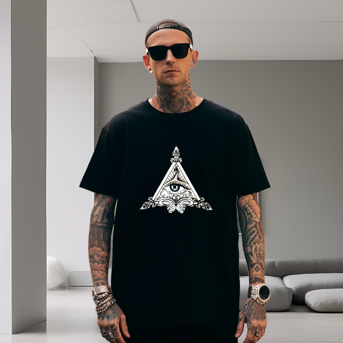 Unisex T Shirts Men 230g Cotton eye of the devil Casual Daily Wear Customized Print O Neck Short Sleeves Couples T Shirts Free Shipping Tshirts
