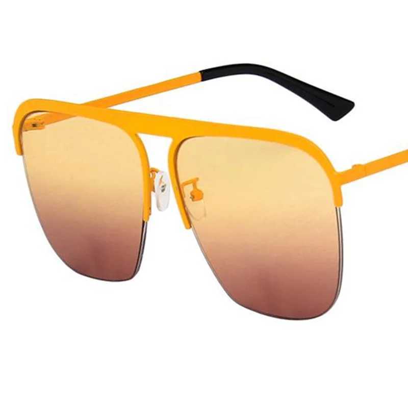 Fashion Sunglasses Unisex Semi-Rimless Sun Glasses Anti-UV Spectacles Personality Single Beam Eyeglasses Gradient Lens Google Y240824