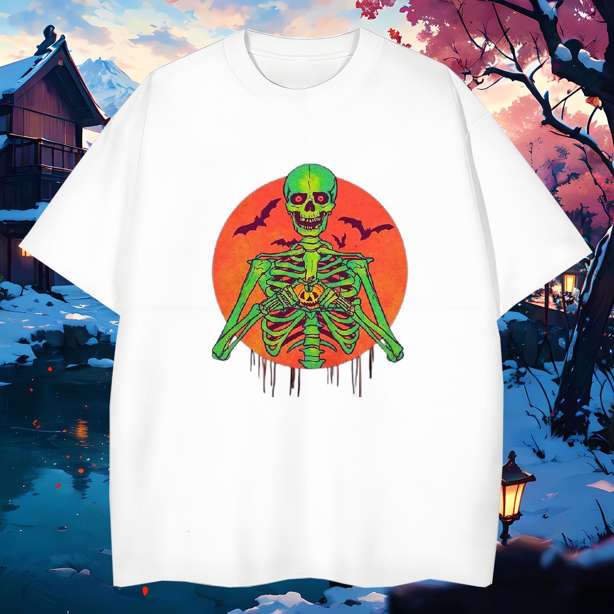 Cool Mens T Shirts 230g Pure Cotton skull Beach DIY Printed Breathable Soft Tshirts Fashion Designer Clothings